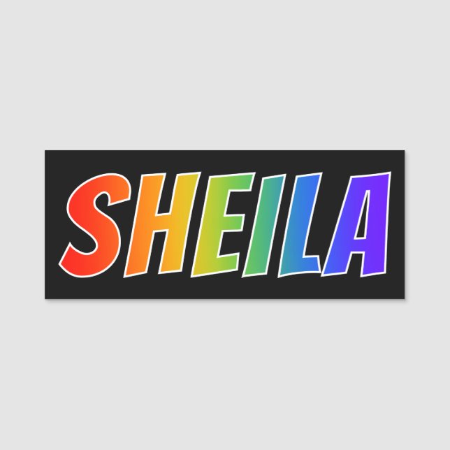 First Name "SHEILA": Fun Rainbow Colouring Tag (Front)