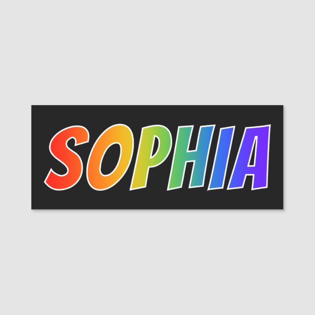 First Name "SOPHIA": Fun Rainbow Colouring Tag (Front)