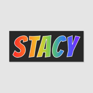 First Name "STACY": Fun Rainbow Colouring Tag