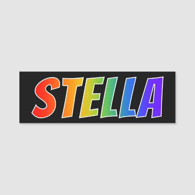 First Name "STELLA": Fun Rainbow Colouring Tag (Front)