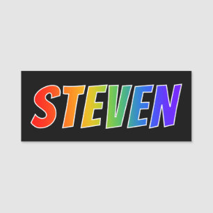 First Name "STEVEN": Fun Rainbow Colouring Name Tag