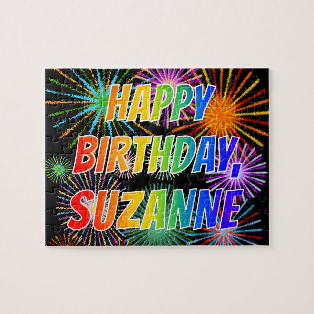First Name "SUZANNE", Fun "HAPPY BIRTHDAY" Jigsaw Puzzle (Horizontal)