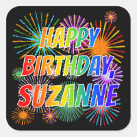 First Name "SUZANNE", Fun "HAPPY BIRTHDAY"