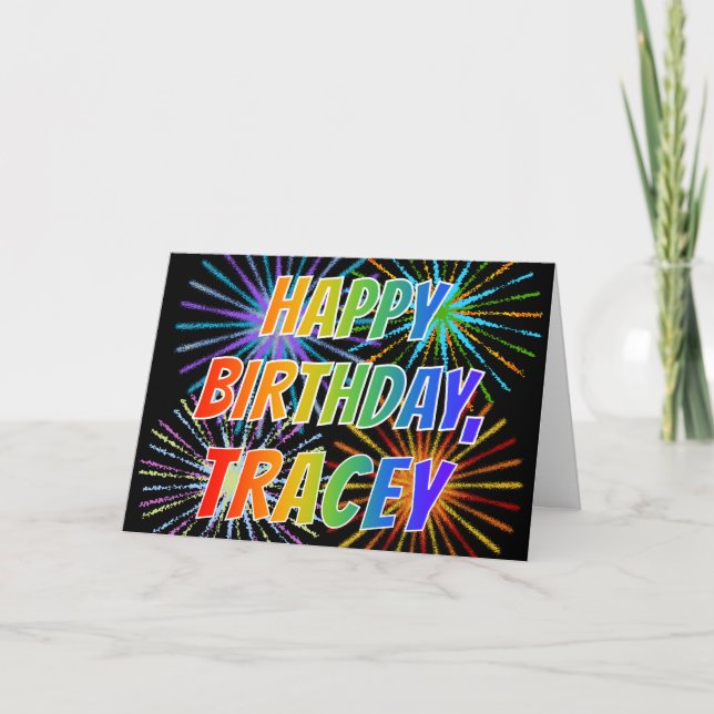 First Name "TRACEY" Fun "HAPPY BIRTHDAY" Card (Front)