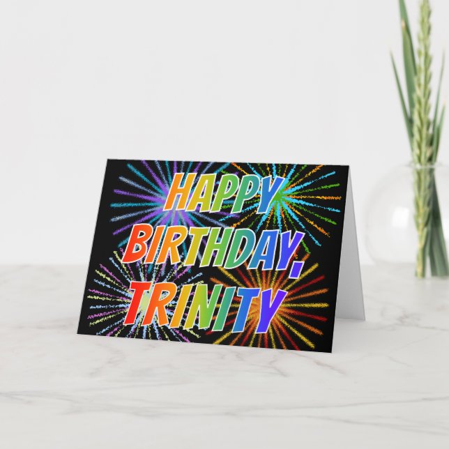 First Name "TRINITY" Fun "HAPPY BIRTHDAY" Card (Front)