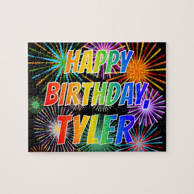 First Name "TYLER", Fun "HAPPY BIRTHDAY" Jigsaw Puzzle (Horizontal)