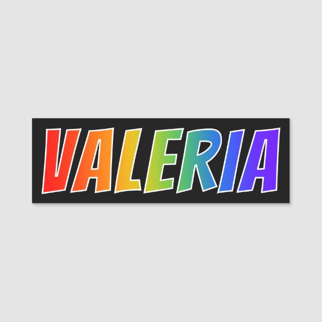 First Name "VALERIA": Fun Rainbow Colouring Tag (Front)
