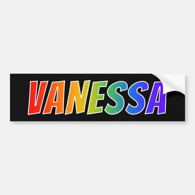 First Name "VANESSA": Fun Rainbow Colouring Bumper Sticker (Front)