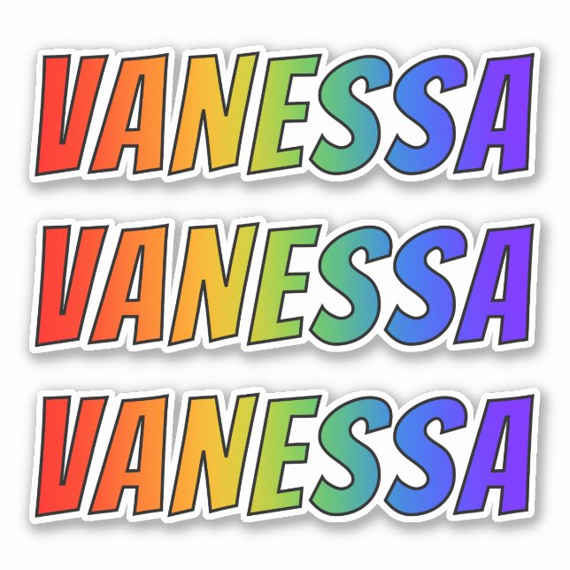 First Name "VANESSA" w/ Fun Rainbow Colouring (Front)