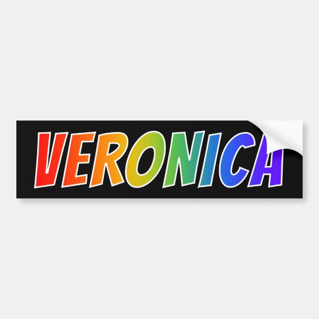 First Name "VERONICA": Fun Rainbow Colouring Bumper Sticker (Front)