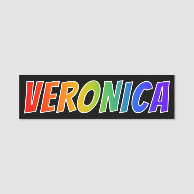 First Name "VERONICA": Fun Rainbow Colouring Tag (Front)
