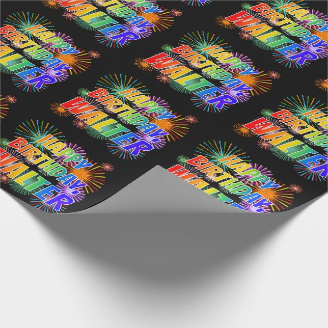 First Name "WALTER", Fun "HAPPY BIRTHDAY" Wrapping Paper (Corner)