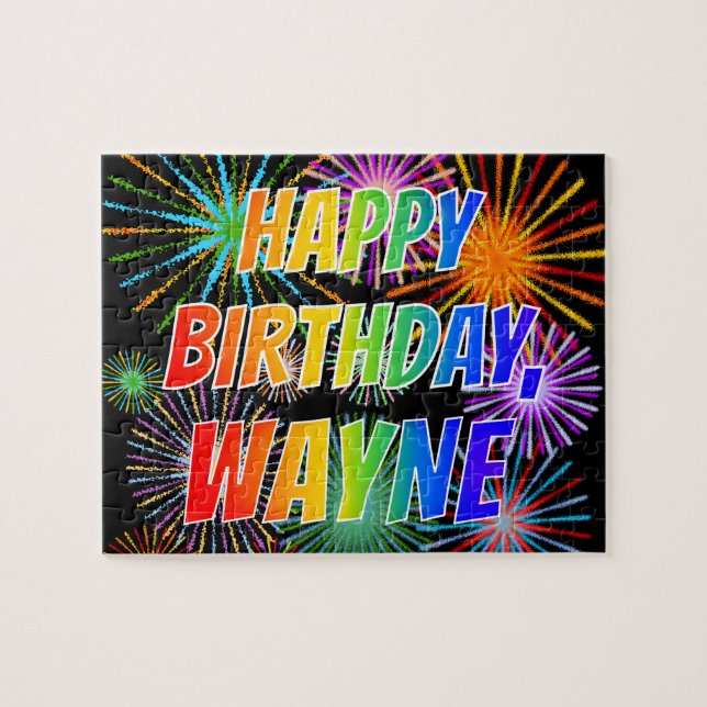 First Name "WAYNE", Fun "HAPPY BIRTHDAY" Jigsaw Puzzle (Horizontal)