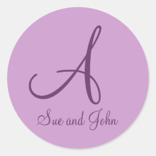 First Names and Last Initial Mauve A Classic Round Sticker