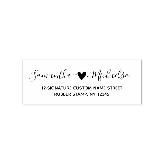 First names with heart wedding rubber stamp (Imprint)