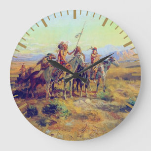First Nations The Scouts CM Russell Native America Large Clock