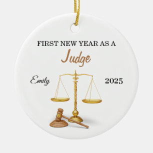 First New Year as a Judge Ornament, New attorney Ceramic Tree Decoration
