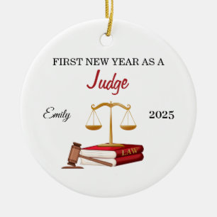 First New Year as a Judge Ornament, New attorney Ceramic Tree Decoration