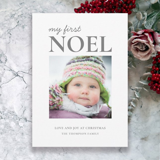 First Noel Baby Photo First Christmas Holiday Card (Available in both printed and instant download formats.)