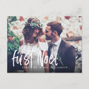 First Noel Newlyweds Mr & Mrs 1st Christmas Photo Holiday Postcard