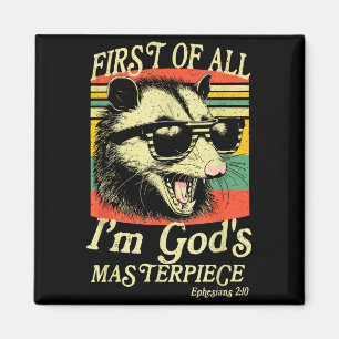 First Of All I’m God’s Masterece Raccoon Retro Ver Magnet