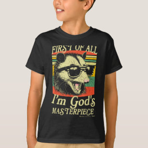 First Of All I’m God’s Masterece Raccoon Retro Ver T-Shirt
