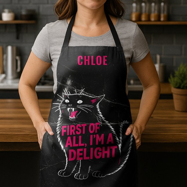 First Of All I'm A Delight Roaring Black Cat Apron (Creator Uploaded)