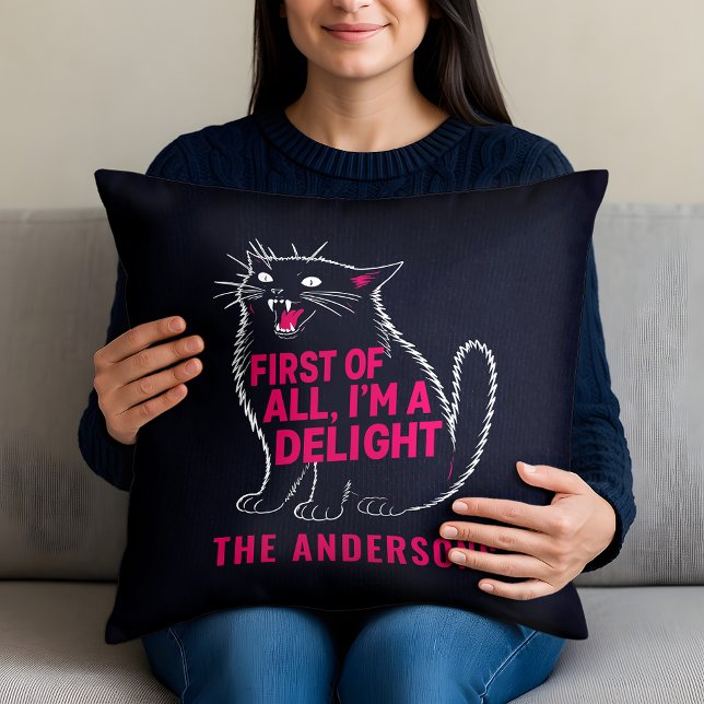 First Of All I'm A Delight Roaring Black Cat Cushion (Creator Uploaded)