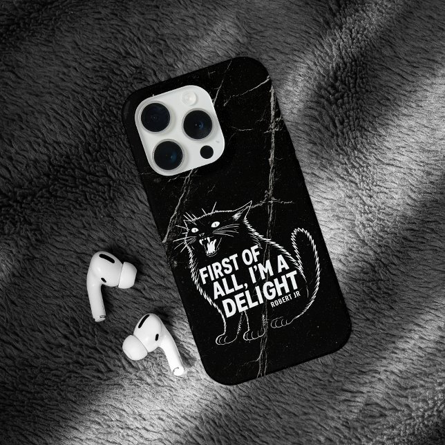 First Of All I'm A Delight Roaring Black Cat iPhone Case (Creator Uploaded)