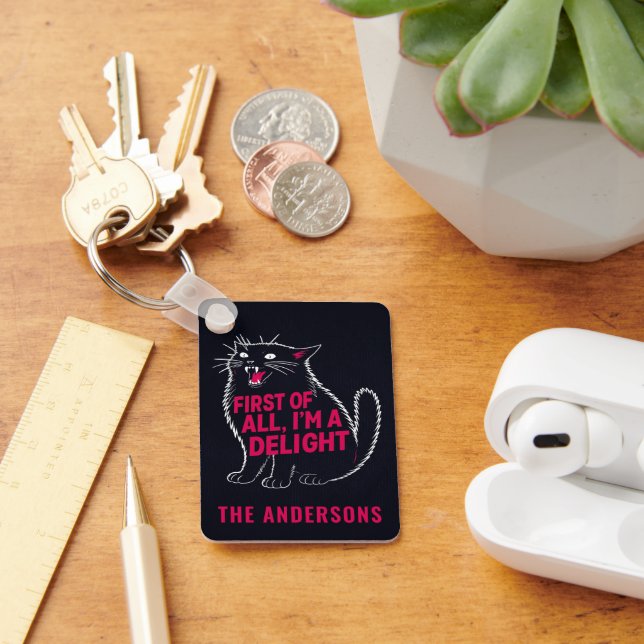 First Of All I'm A Delight Roaring Black Cat Key Ring (Desk)