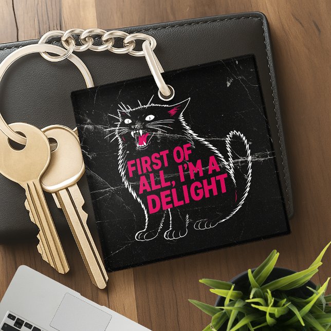 First Of All I'm A Delight Roaring Black Cat Key Ring (Creator Uploaded)