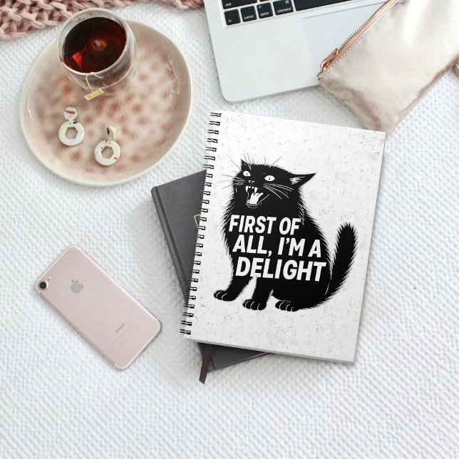 First Of All I'm A Delight Roaring Black Cat Notebook (Creator Uploaded)