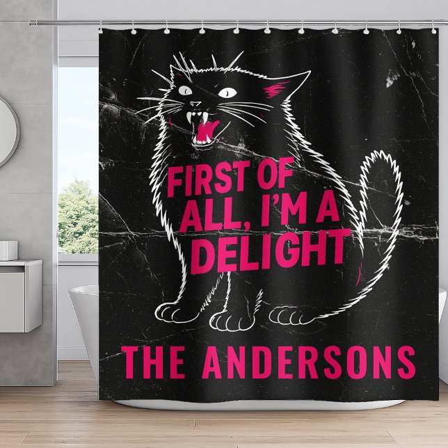First Of All I'm A Delight Roaring Black Cat Shower Curtain (Creator Uploaded)