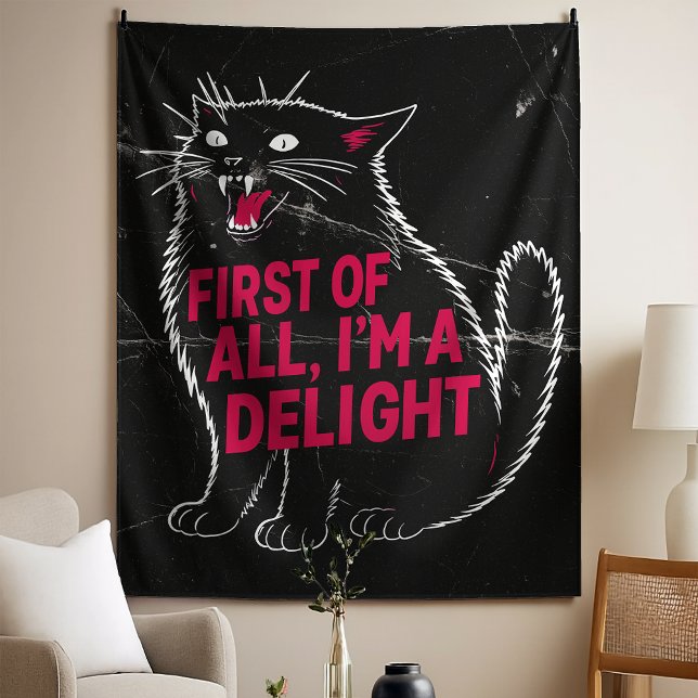 First Of All I'm A Delight Roaring Black Cat Tapestry (Creator Uploaded)