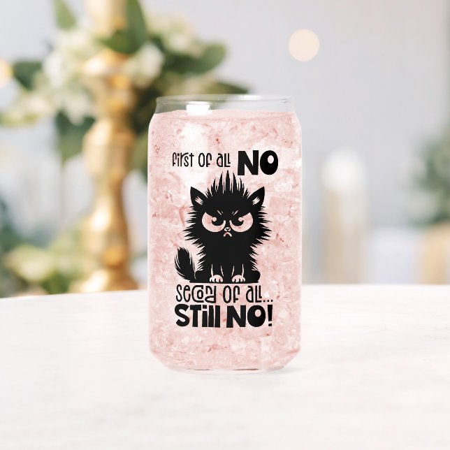 First Of All, No Funny Cat Lover Gift  Can Glass (Insitu (Wedding))