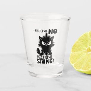 First Of All, No Funny Cat Lover Gift  Shot Glass