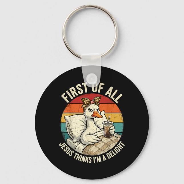 First Of Jesus Thinks A Delight Goose Design 7 Key Ring (Front)