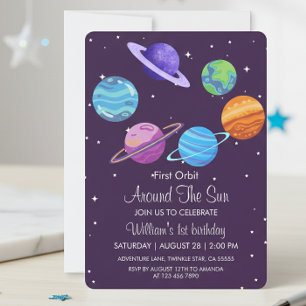 First Orbit Around Sun 1st Birthday Invite