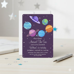 First Orbit Around Sun 1st Birthday Invite