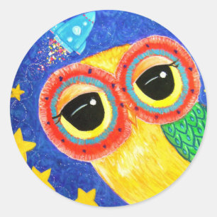 First Owl In Space Classic Round Sticker