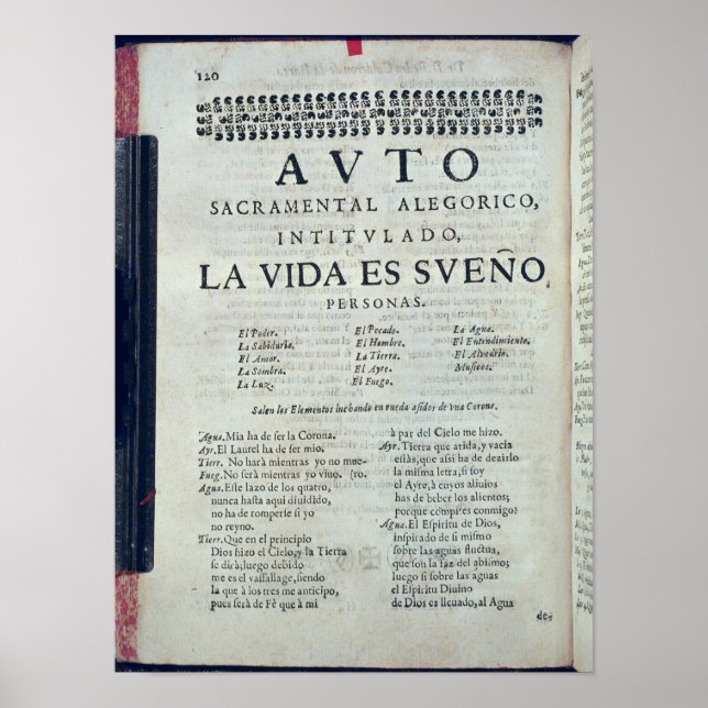 First page of 'La Vida es Sueno' Poster (Front)