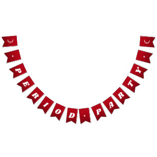 First Period Cute Dark Red Groovy Lettering Bunting