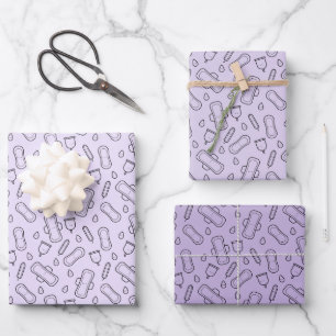 First Period Party Light Purple Tampon Pad Pattern Wrapping Paper Sheet