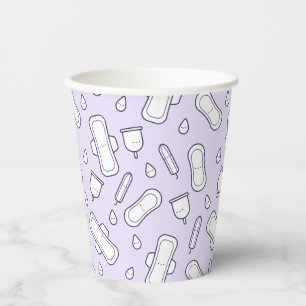 First Period Party Purple Cute Tampon Pad Pattern Paper Cups