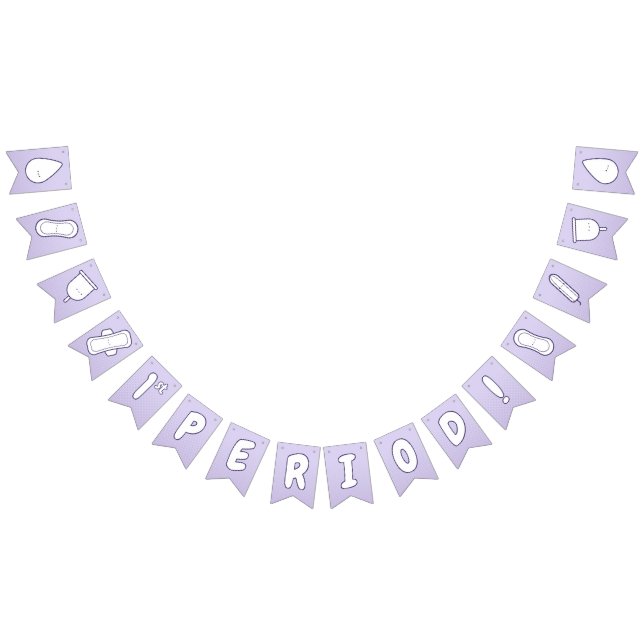 First Period Pastel Purple Cute Tampon Pad Pattern Bunting (All)