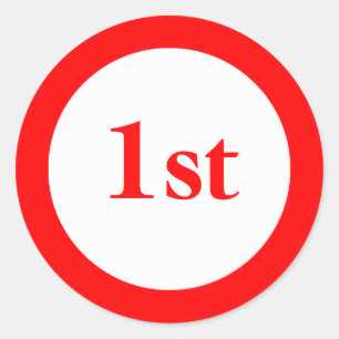 First Place Award Red Classic Round Sticker