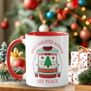 First Place Ugly Sweater Winner Christmas Mug