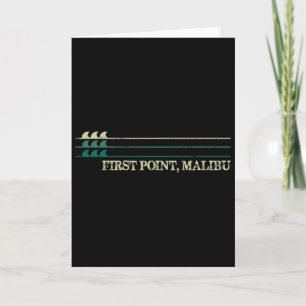 First Point Malibu Break Surfing Retro Wave Card