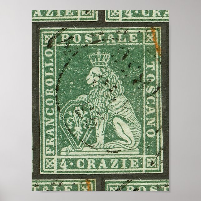 First postage stamp - Tuscany (1851) Poster (Front)