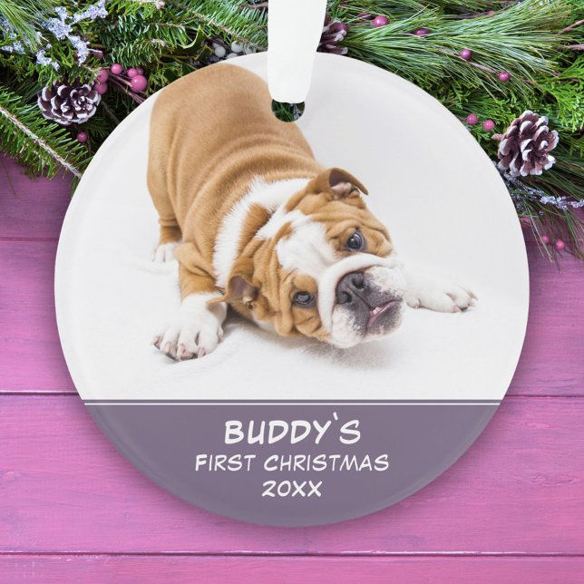 First Puppy Christmas Lavender Pet Photo Ornament (Creator Uploaded)